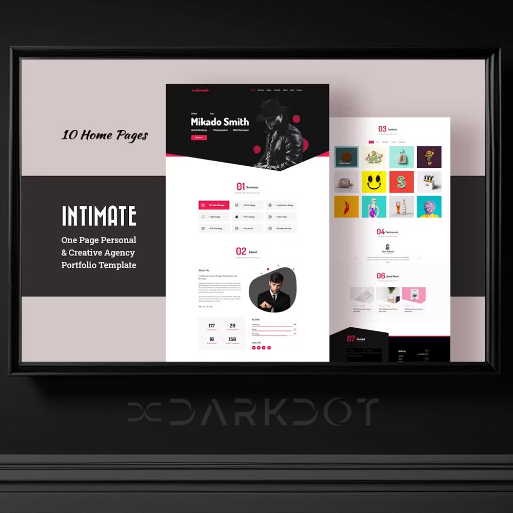 intimate one page personal portfolio kisisel web site template html sablon