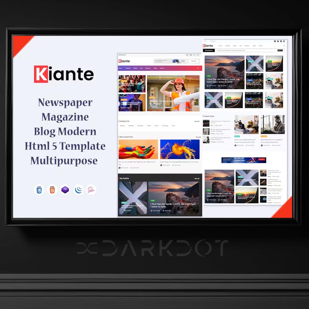 kiante online gazete dergi haberler web site html template sablon