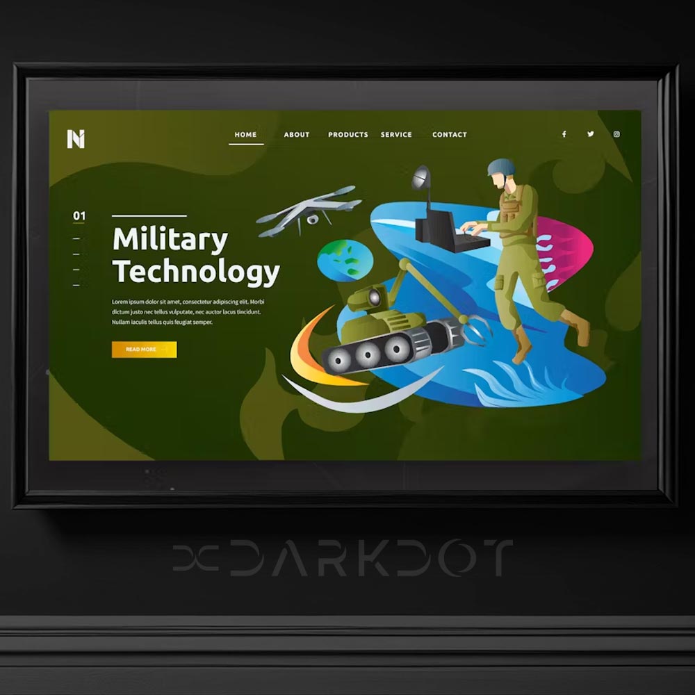 askeri teknoloji temali web site asker ordu web site illustrasyon slayt