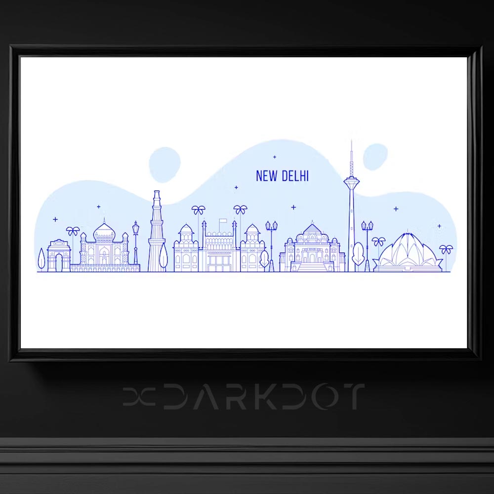 new delhi city skyline vector illustration template ai design india