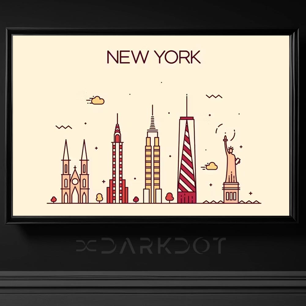 new york skyline city vector illustration template abd usa city design