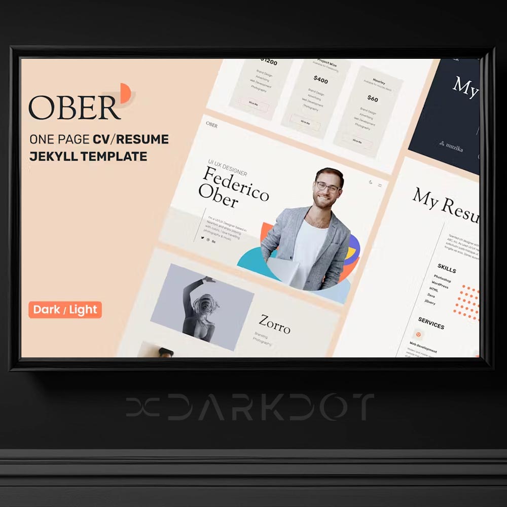 ober cv kisisel portfolyo minimal freelance tasarimci web site html tema