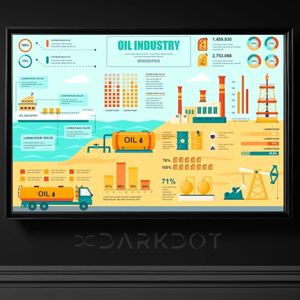 petrol endustrisi petrol urunleri infografik vektorel illustrasyon cizim