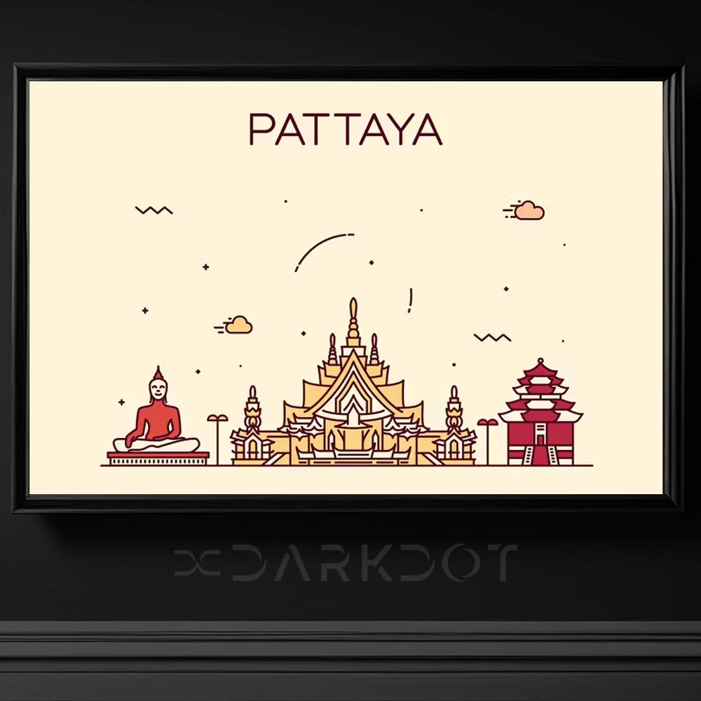 pattaya vektorel cizim illustrasyon sehir manzarasi konsept tayland