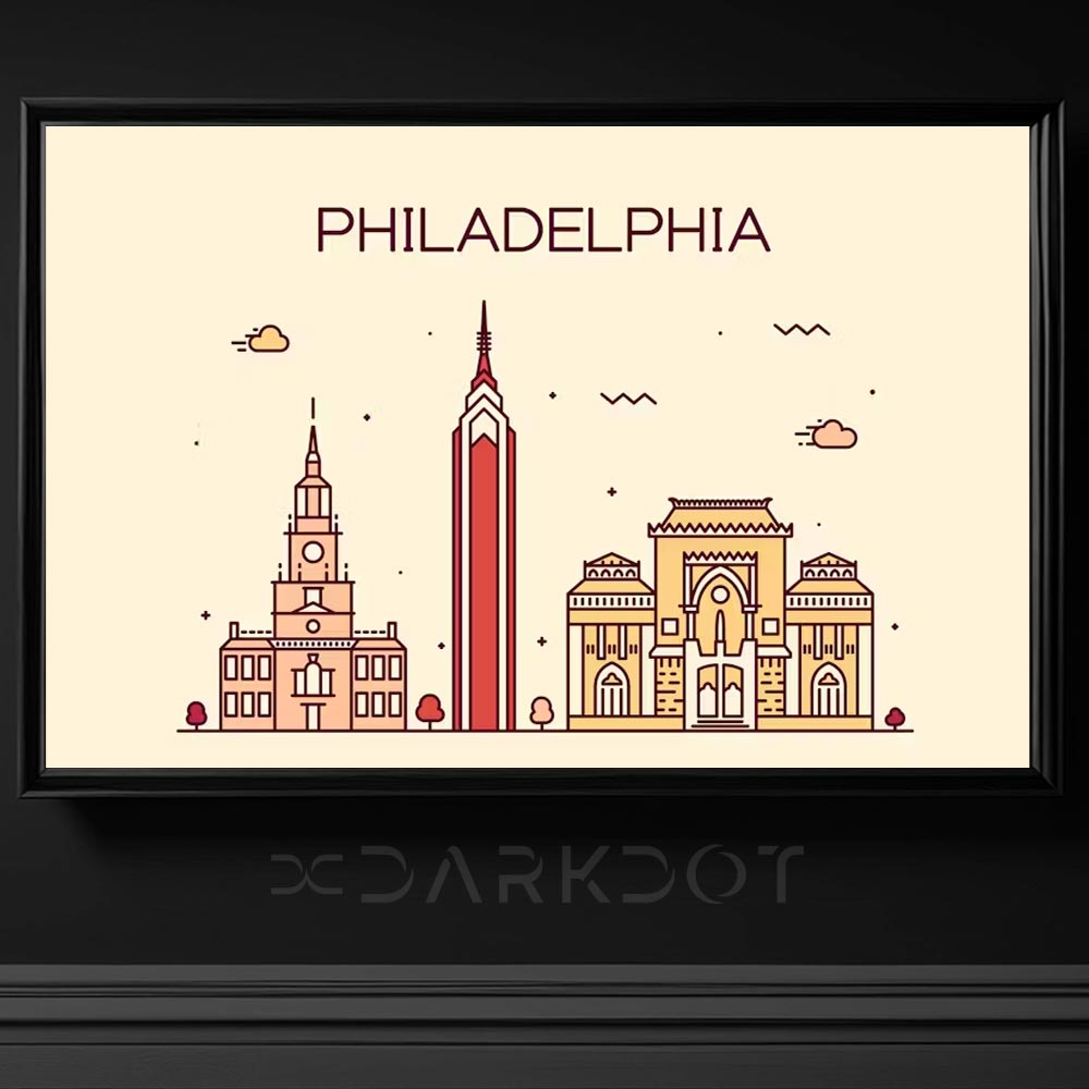 philadelphia sehir vektorel illustrasyon tasarim ai city design template