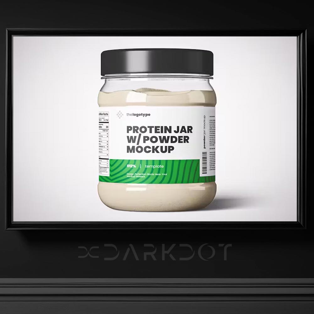 plastik seffaf supplement protein tozu kucuk sise tasarim mockup psd