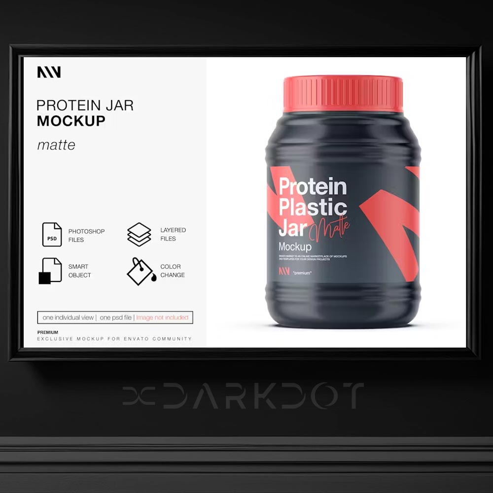 buyuk boy plastik supplement protein tozu kutusu tasarim mockup psd