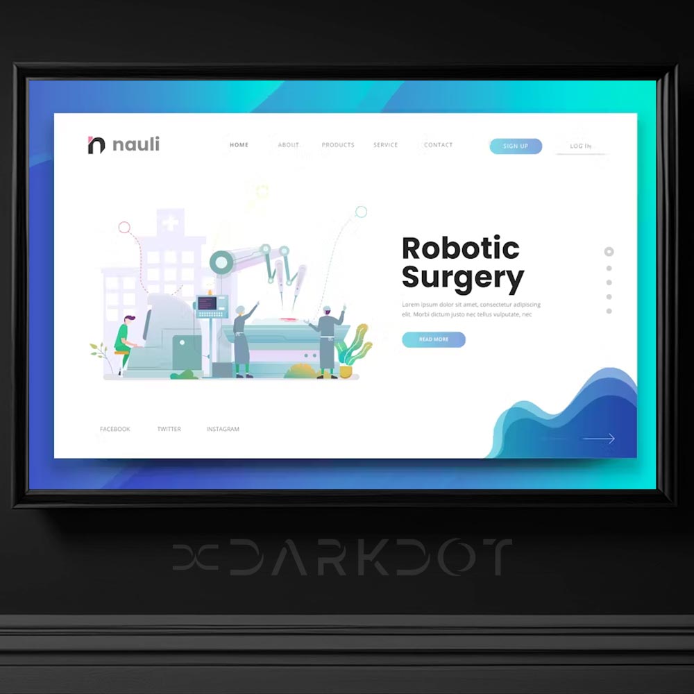 robotik ameliyat doktor cerrahi robot illustrasyon banner afis poster