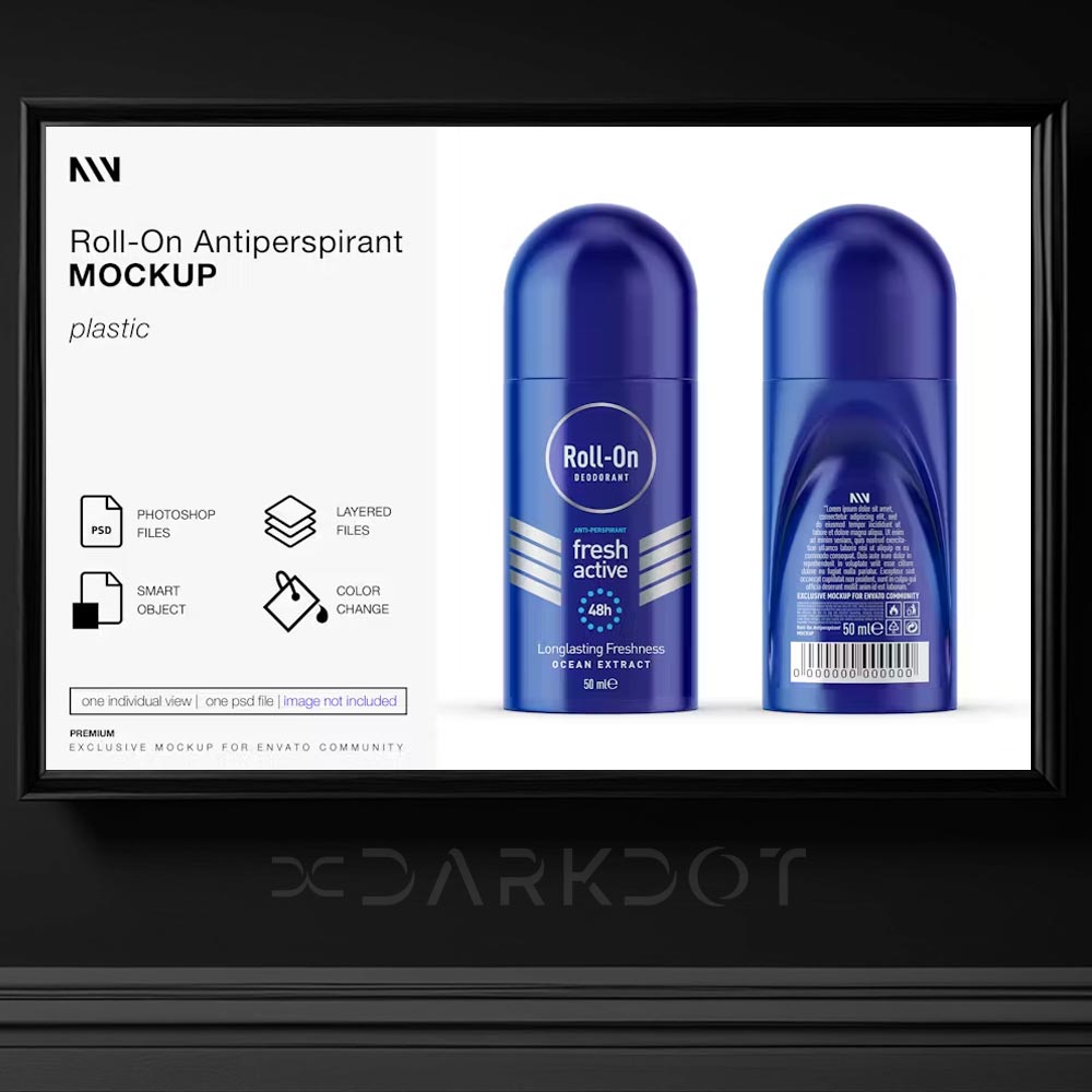 roll-on deodorant sise mavi nivea mockup psd etiket tasarim psd