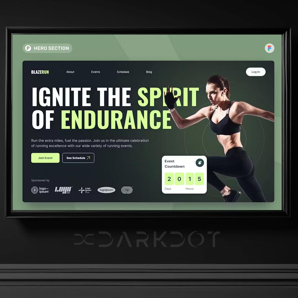 fitness gym sporcu kadin temali web site slayt afis poster banner figma