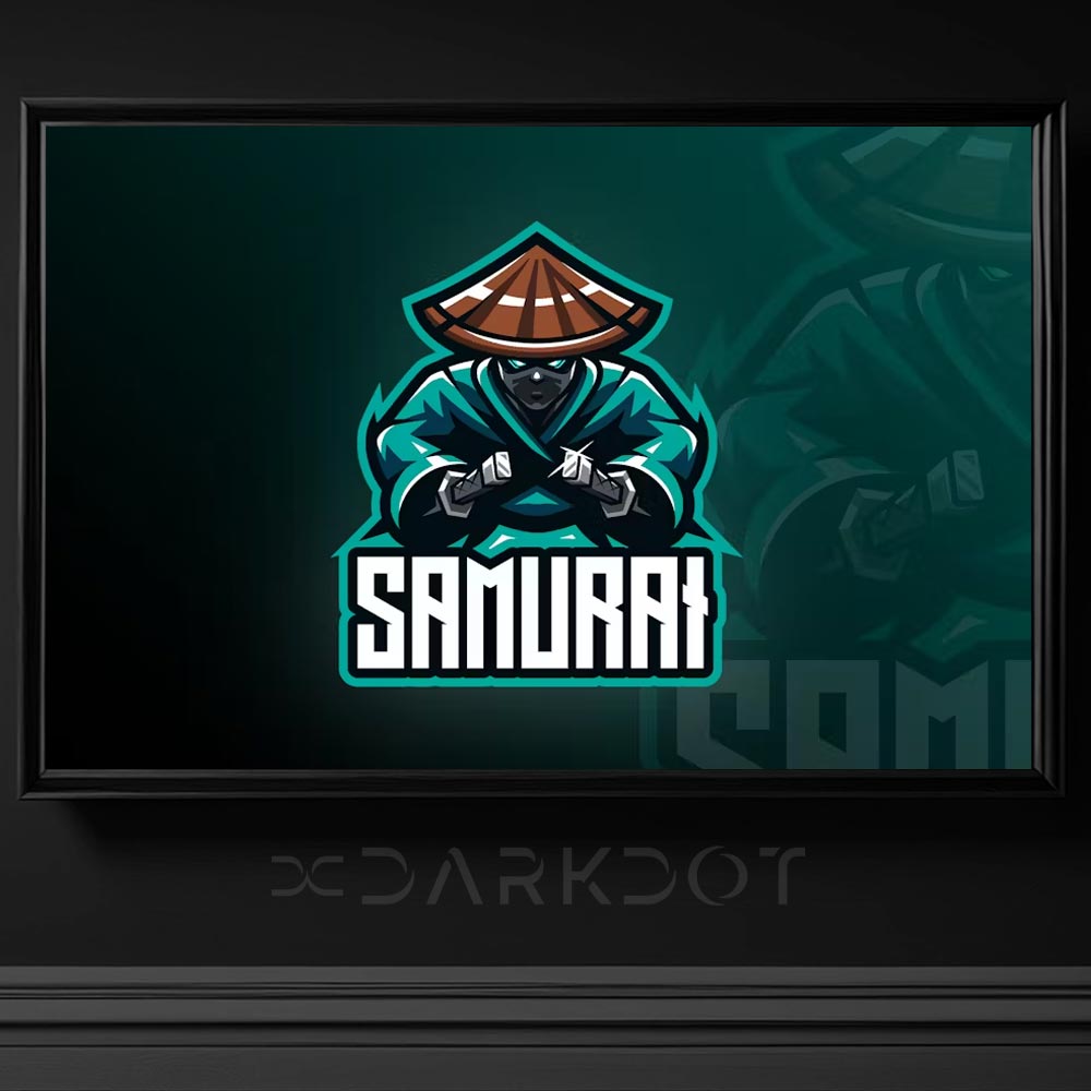 samurai esports logo oyun sablonu kizgin samurai dovuscu illustrasyon