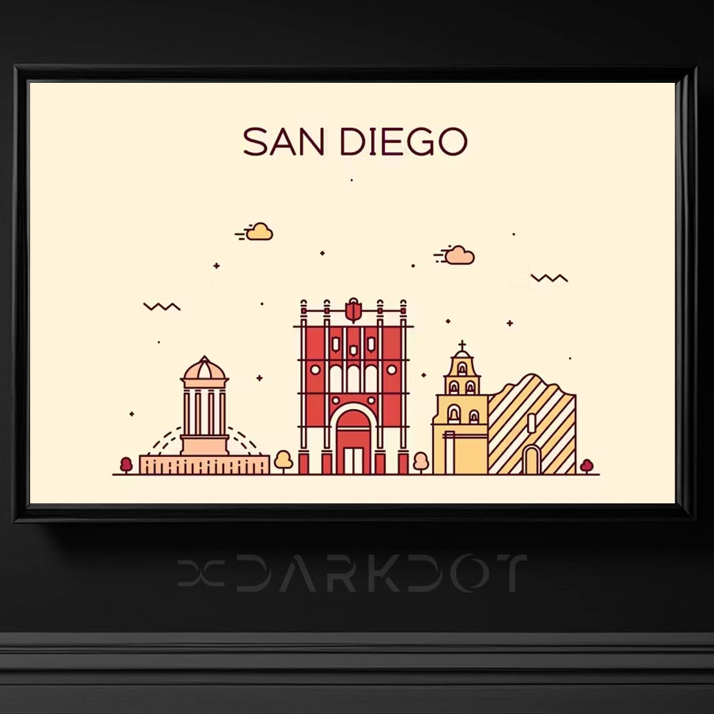 san diego skyline vector illustration city template abd usa country