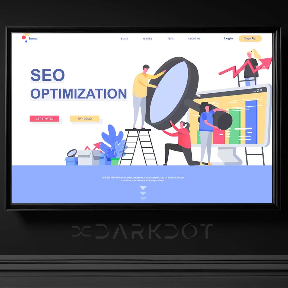 seo analiz optimizasyon arama motoru tema banner illustrasyon afis