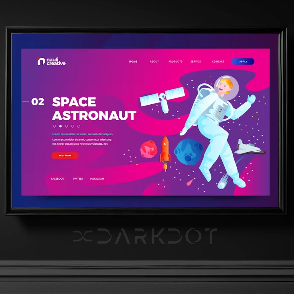 uzay astronot galaksi temali illustrasyon web banner slayt afis poster psd