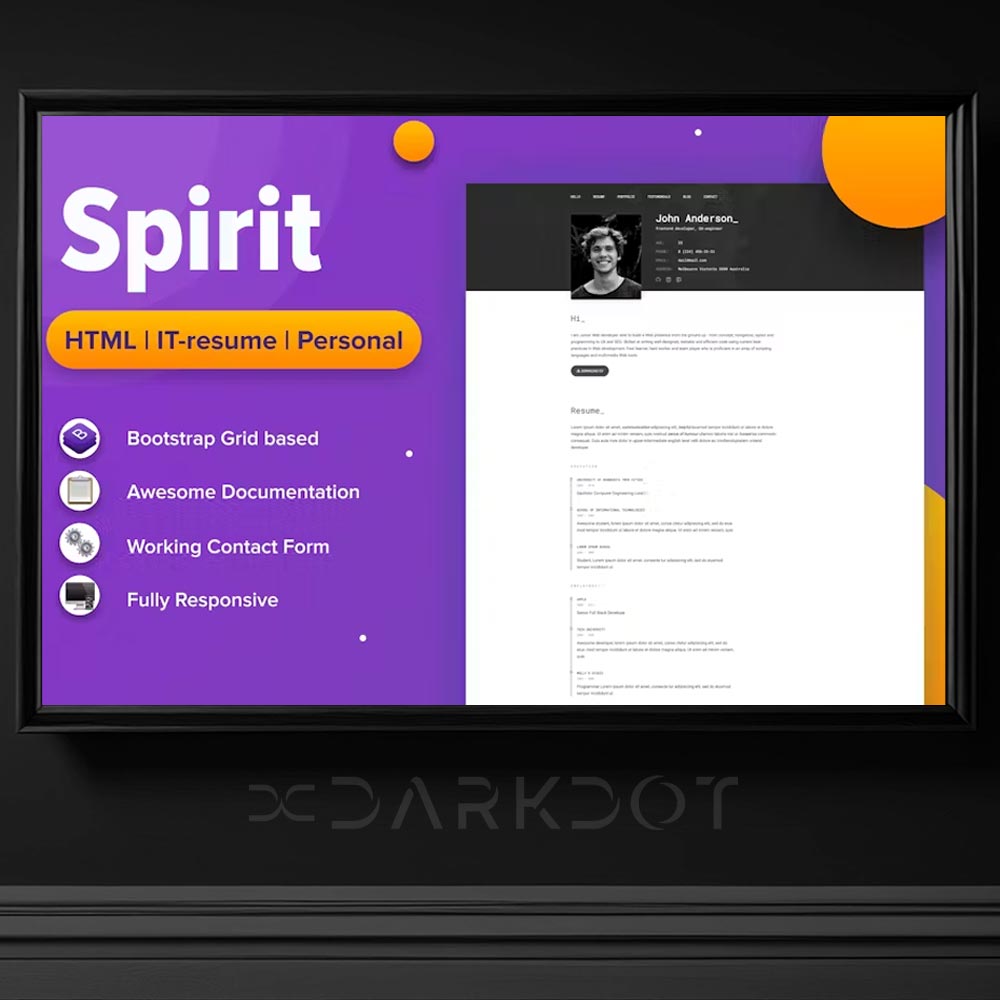 spirit cv ozgecmis protfolyo online web site html template modern tasarim