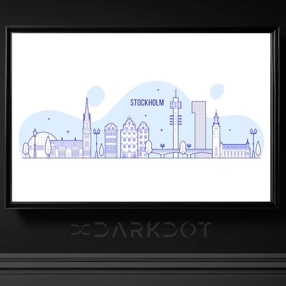 stockholm sweeden city skyline illustration ai template design vector