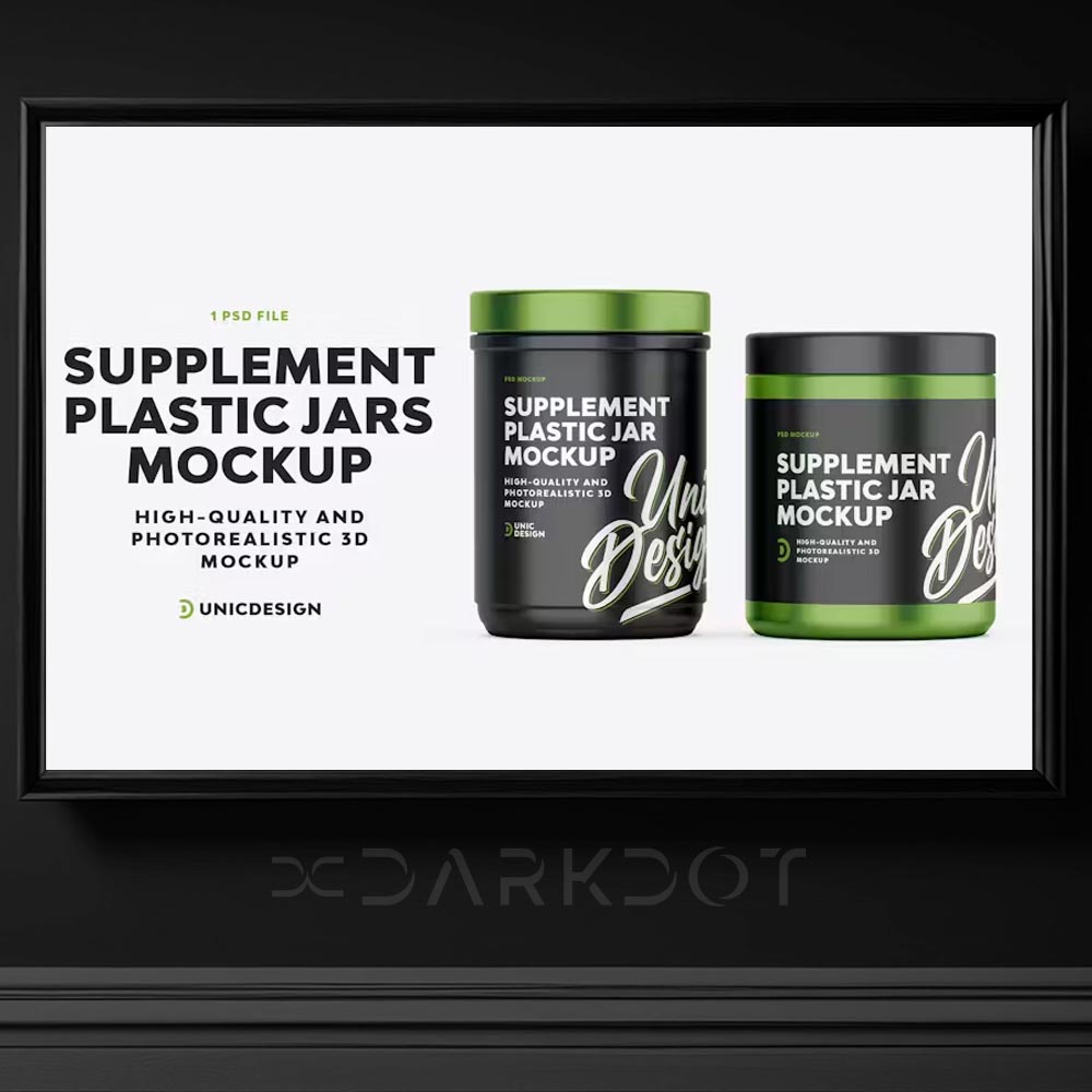 supplement buyuk kucuk sise plastik kutu kavanoz toz ilac gida mockup