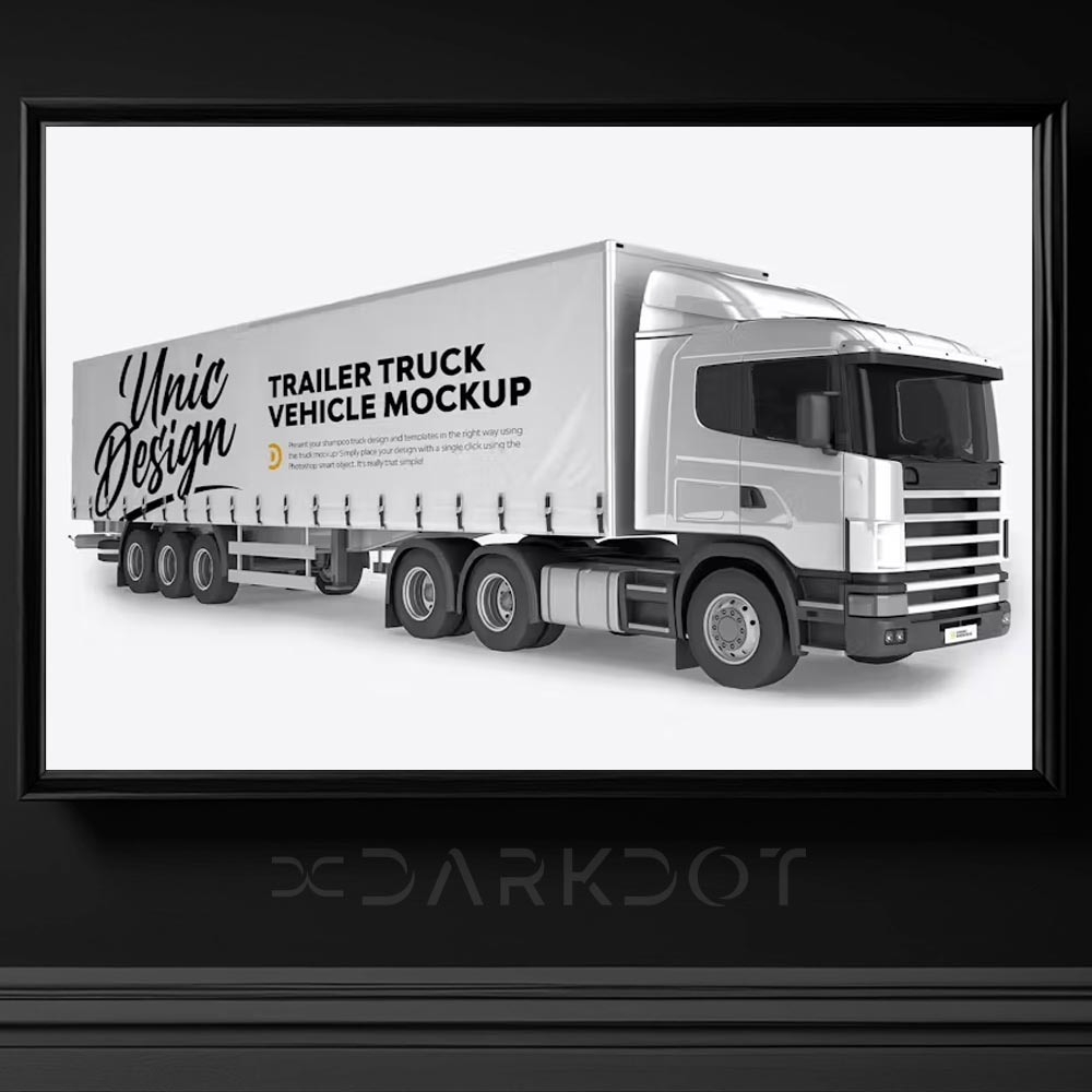 tir kamyon dorse branda mockup psd truck trailer mockup template