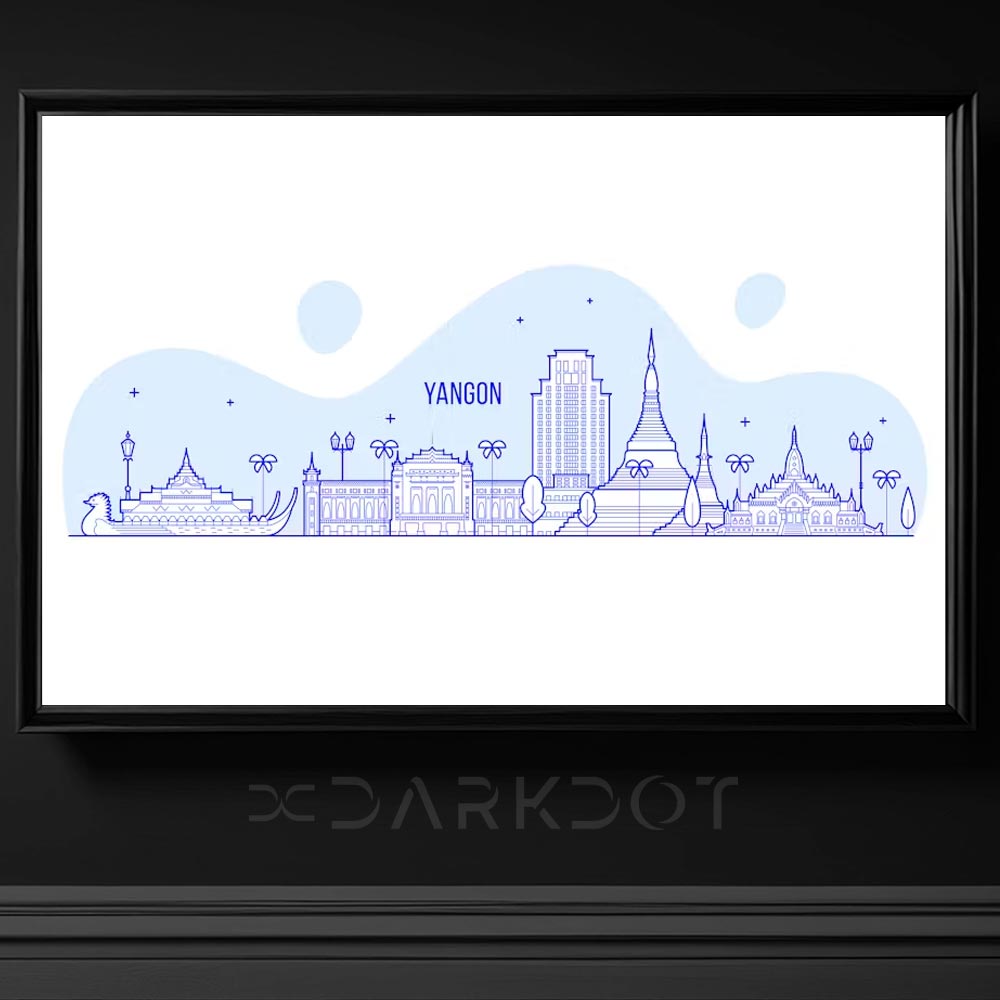 yangon city illustration ai template design yangon sehri cizimi illustrasyon