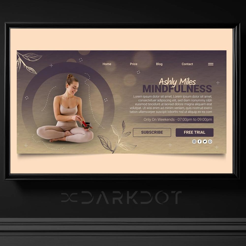 yoga fitness meditasyon yapan genc fit kadin web site banner poster