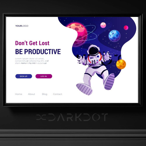 astronot temali illustrasyon web banner acilis sayfa tasarim 404 sayfa