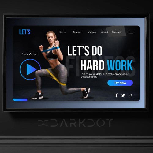 fitness gym sporcu kadin fit vucuduyla calisirken web afis poster tema