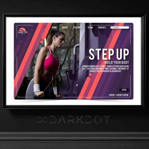 fitness gym arka kol calisan genc fit kadin banner template slayt