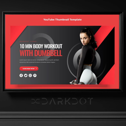 fitness center youtube channel cover ai eps banner template