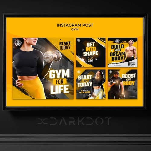 fitness gym spor temali instagram sosyal medya kare ebat post tasarim