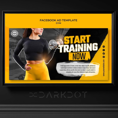 body building fitness kadin sporcu sari siyah tema afis poster slayt psd