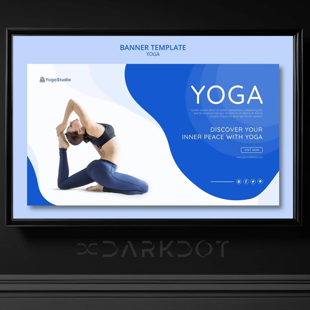 yoga yapan genc fit vucutlu kadin temali web afis poster slayt tasarim