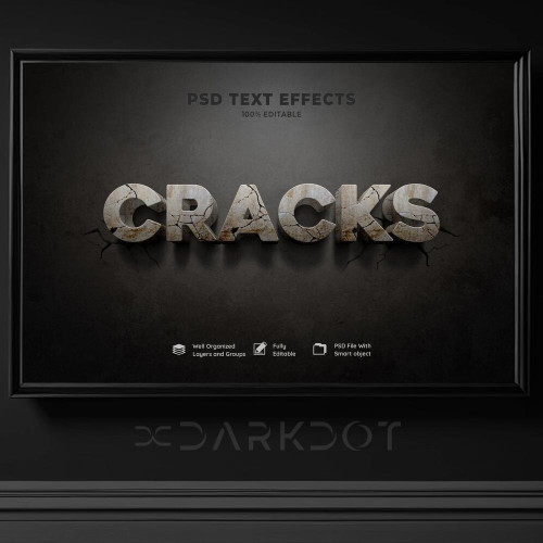 catlak duvar catlagi temali yazi stili efekti text effect psd template