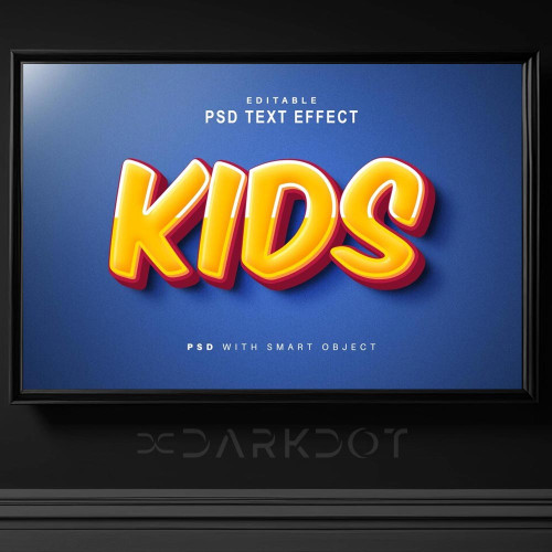 cocuk urunleri komik yazi efekti kids effect 3d text psd template