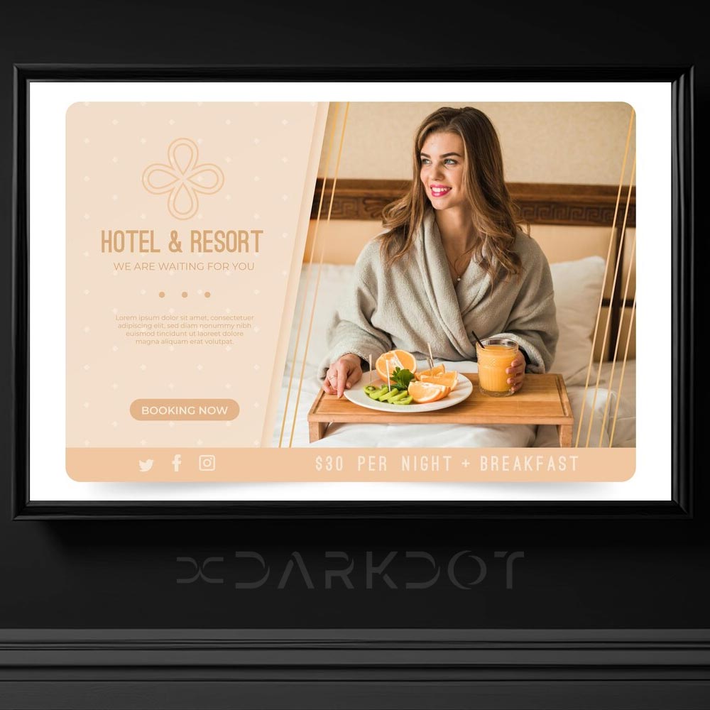 resort hotel konaklama temali kurumsal web site acilis slayt poster