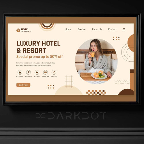 kahverengi tonlarda hotel web site acilis sayfa slayt afis poster tasarim