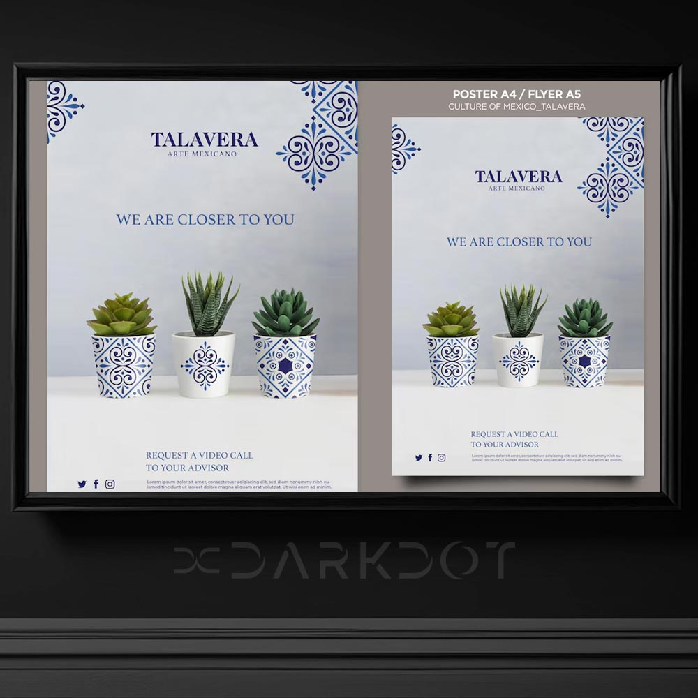 talavera seramik desenli cicekci afis poster a4 tema tasarim psd