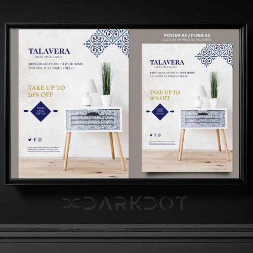 meksika talavera desenli a4 a5 poster tasarimi modern retro tarz