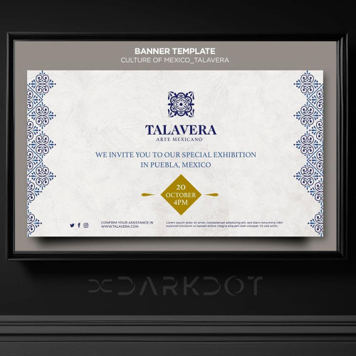 talavera seramik mavi desenli davetiye web slayt kartvizit tasarim