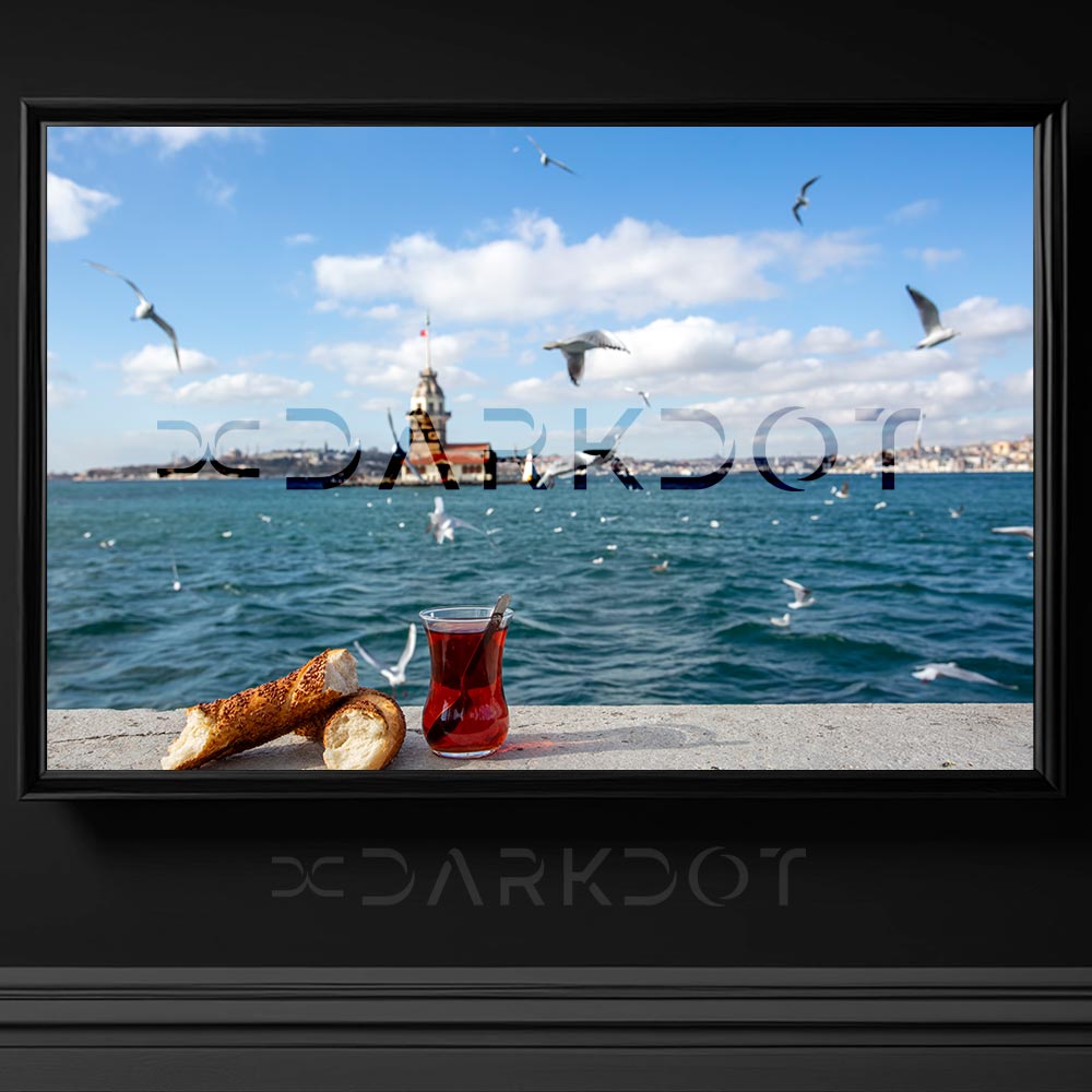 istanbul kiz kulesi kuslar gunesli bir istanbul deniz bogaz tema duvar kagidi