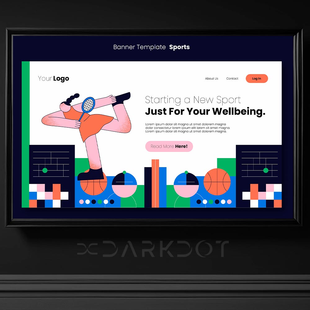 5088 spor dallari geometrik illustrasyon web banner cizim instagram post