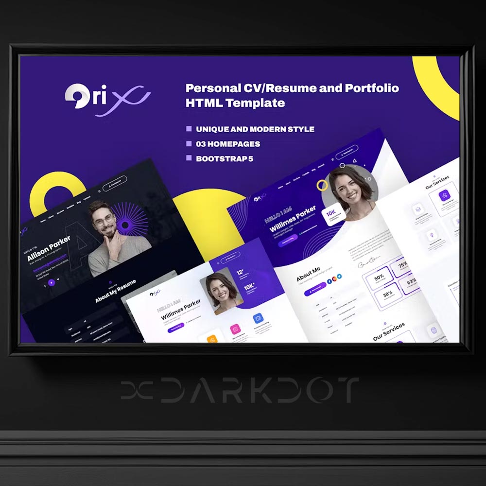 4844 orix kisisel cv portfolyo fotografci freelancer web site html template