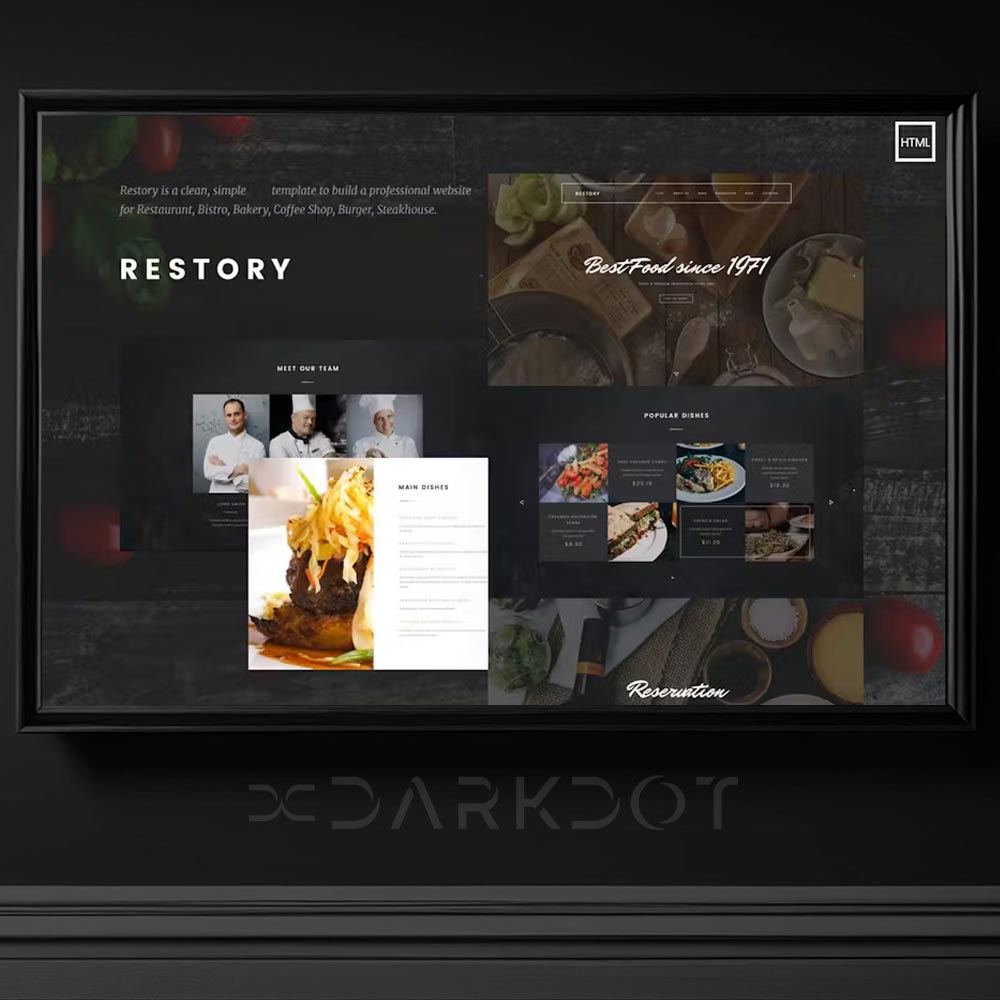 4877 restory restaurant web site siyah modern sablon html template indir