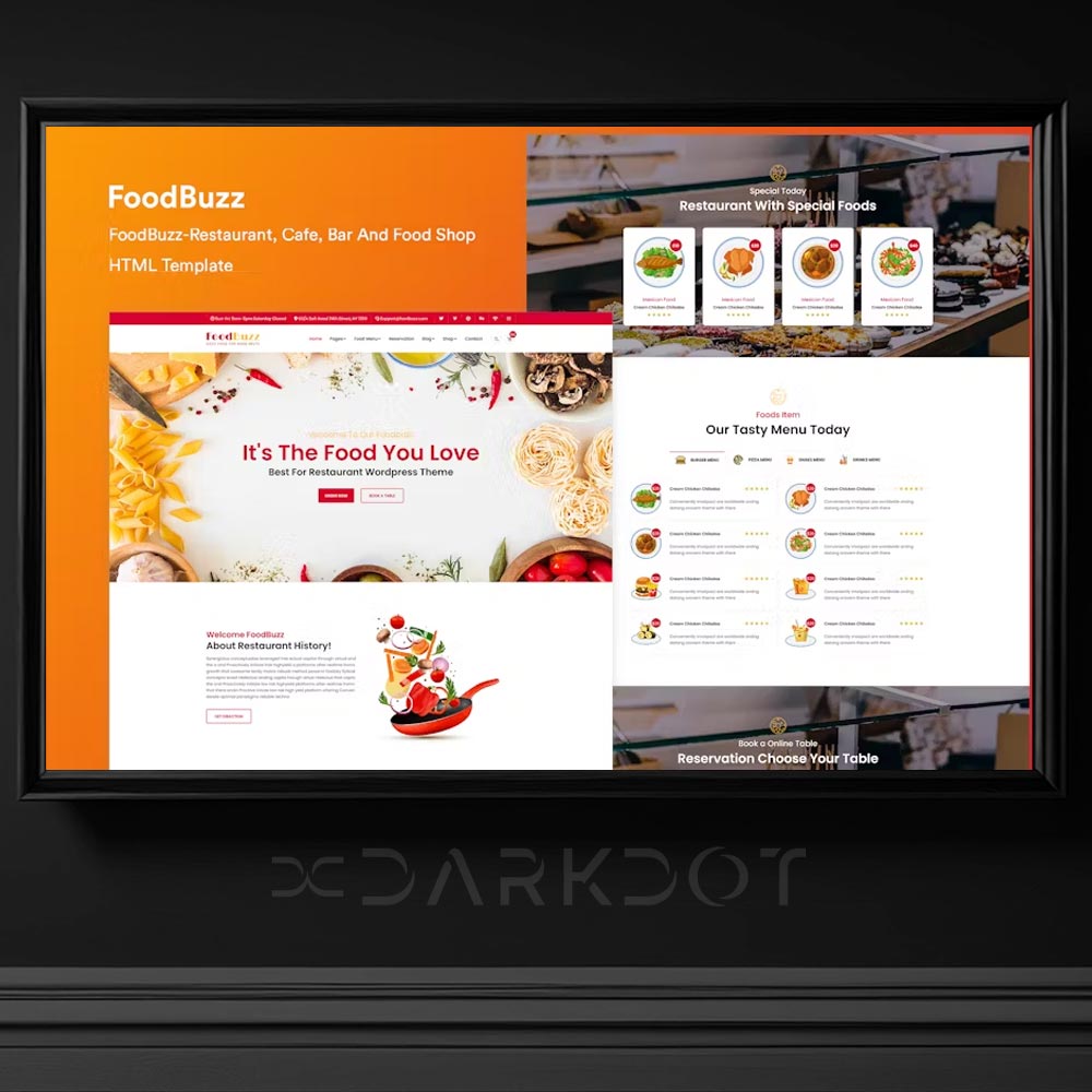 4880 food buzz modern restoran web site html sablon indir template