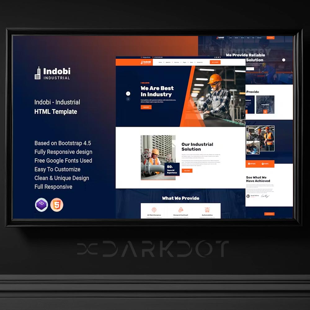 4905 indobi endustriyel fabrika kurumsal web site html tema sablonu indir