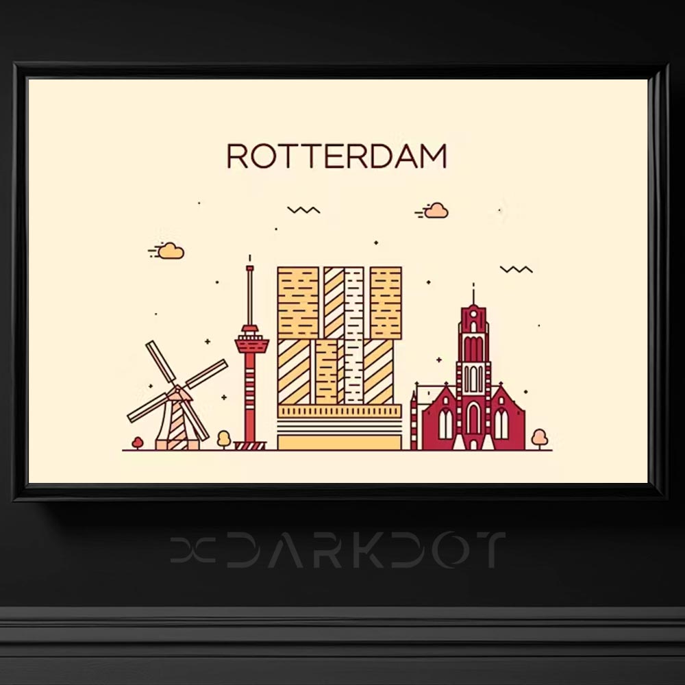 4912 rotterdam vektorel tasarim ai illustrasyon cizim sehir cizimi indir