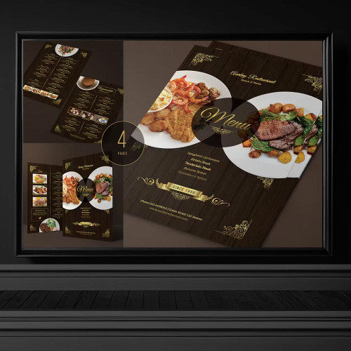 4433 zarif elegan restoran restaruant menu tasarimi klasik vintage retro menu psd