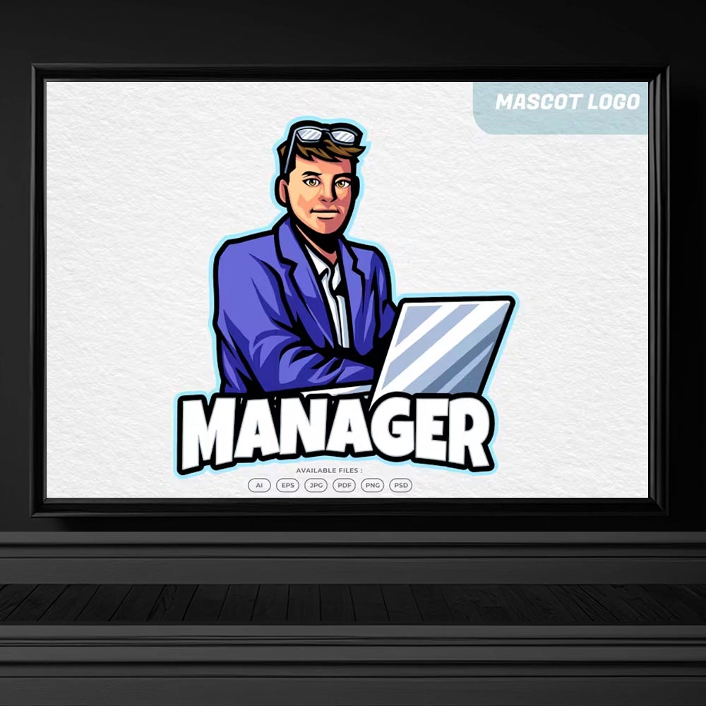 4260 yonetici manager erkek logo maskot vektorel tasarim ofis adami calisan psd logo