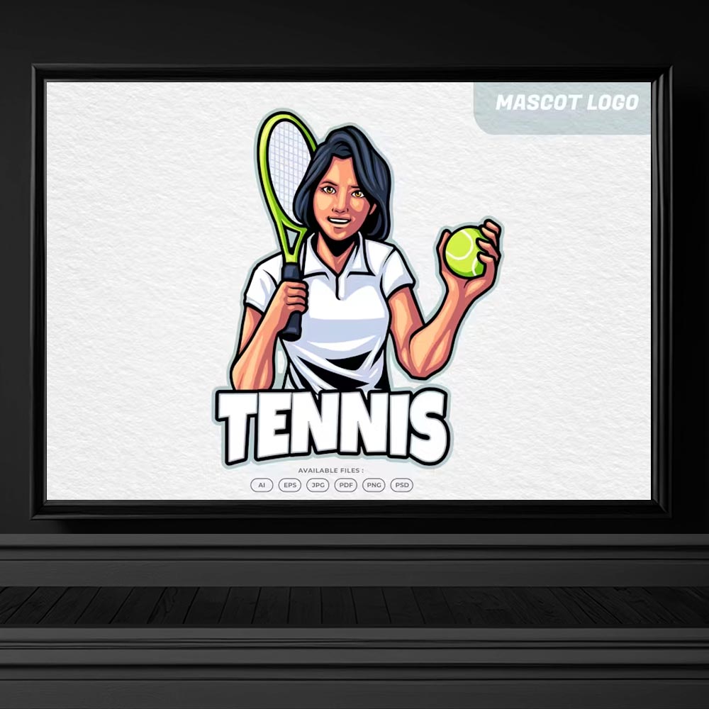 4264 kadin tenis oyuncusu vektorel tasarim indir tenis sporu oyuncu logo psd indir