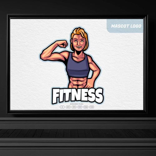 4272 fitnes gym kadin sporcu logo maskot tasarimi fitness merkezi logo tasarimi indir