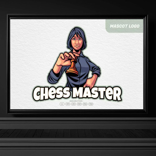 4276 kadin satranc oyuncusu logo maskot tasarimi illustrasyon tema indir spor tema